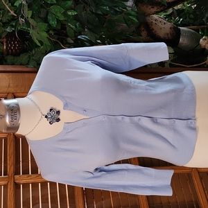 BUNDLE: Blue Cardigan with blue flower necklace